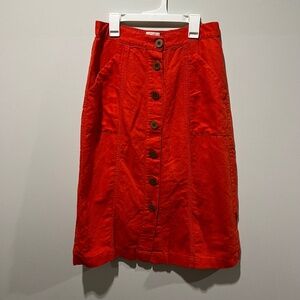Universal Thread Button Front Midi Skirt – Women’s Small – Red/ Orange